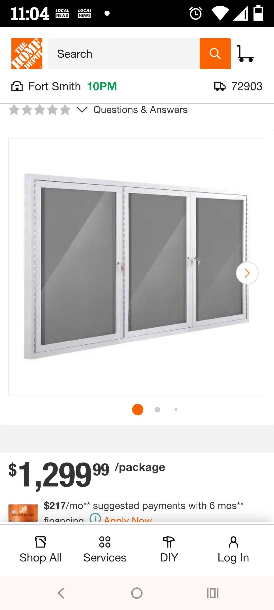 5x3 3 Door Enclosed Bulletin Board Cabinet w Fabric Display