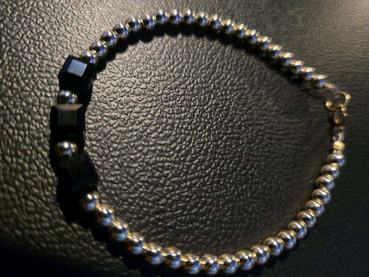 14kt Gold Filled Crystal Beaded Bracelet with black square - Garysburg, North Carolina - FleaMarketBay