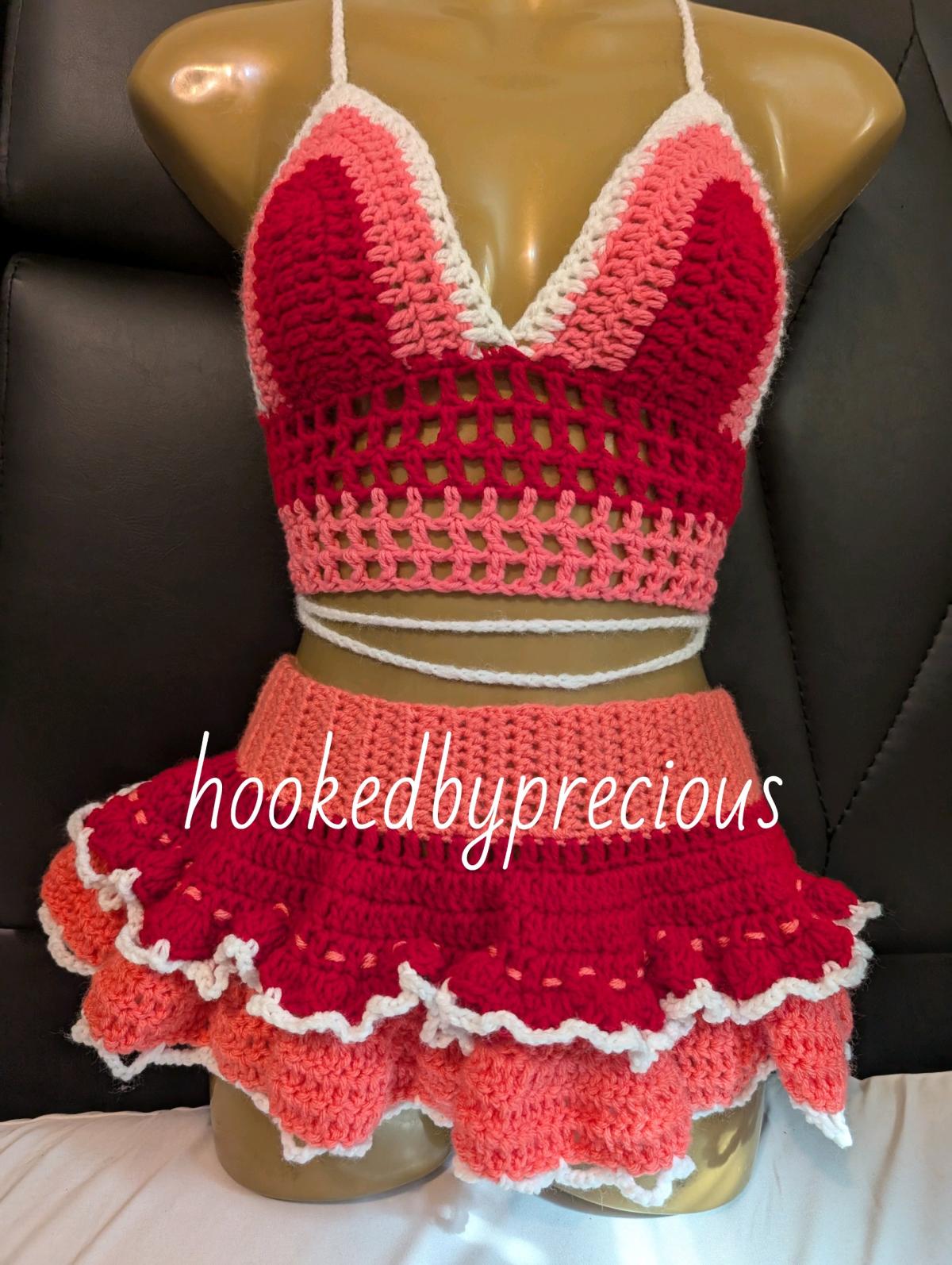 crochet skirt set