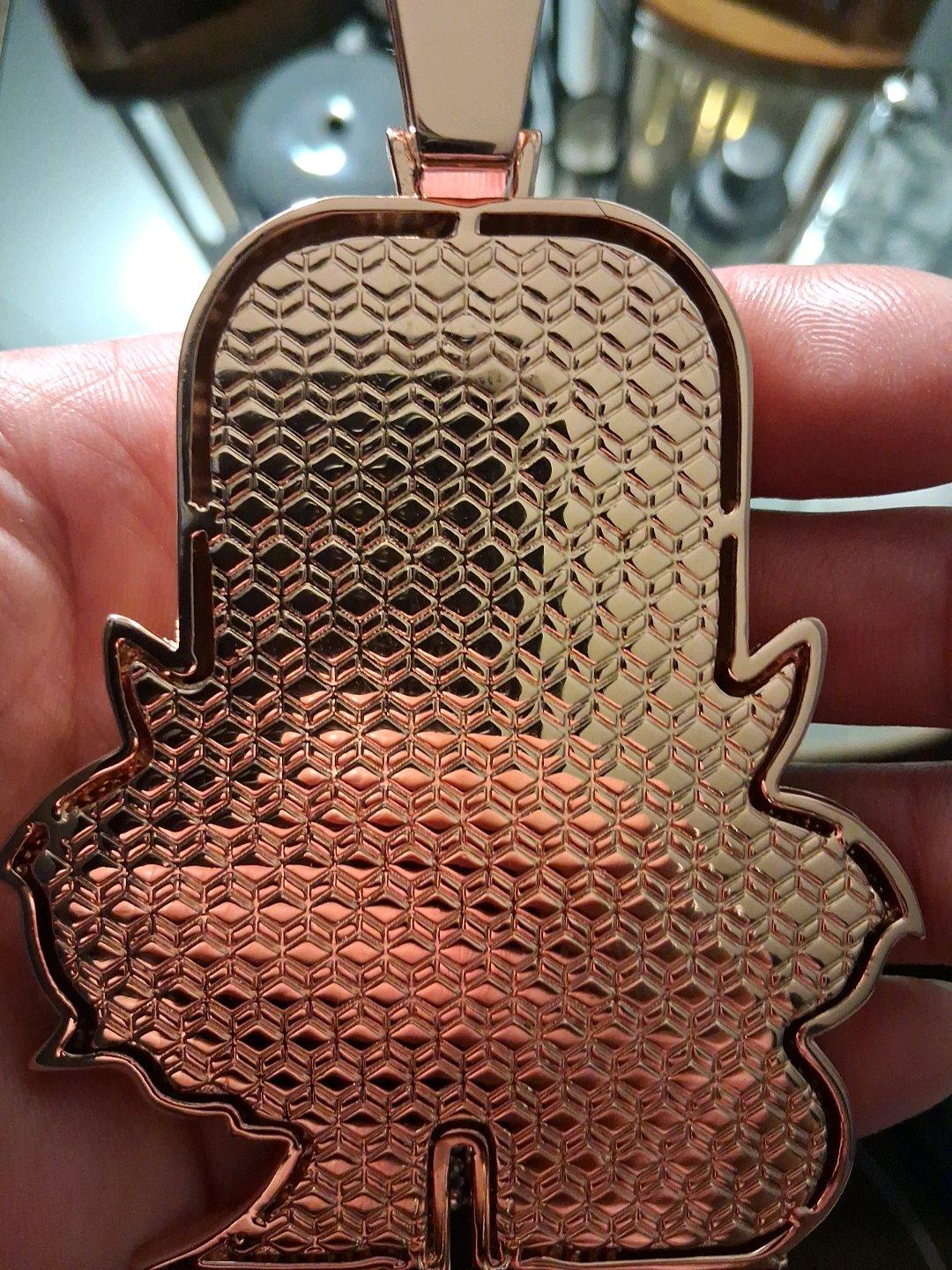 14k Rose Gold Vermeil over Sterling Silver Iced Out Pendant - Buffalo, New York - FleaMarketBay