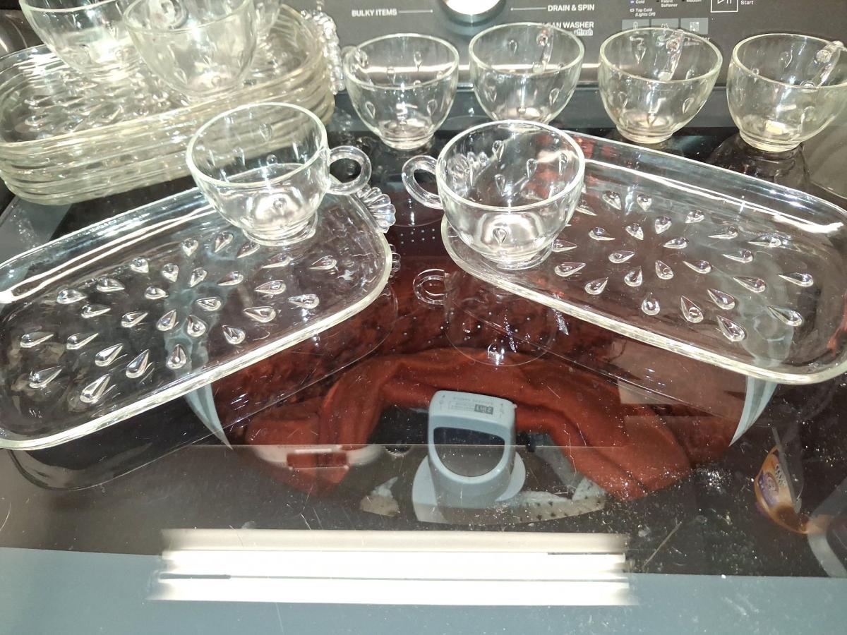 Vintage Hazel Atlas Dewdrop Glass Snack set