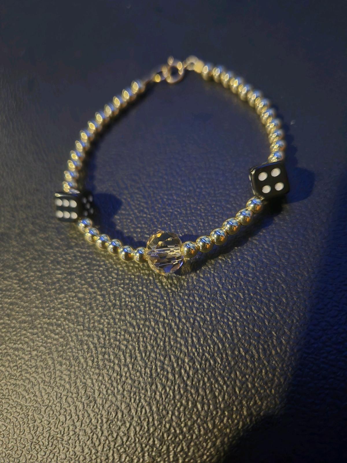 14kt Gold Filled Crystal Beaded Bracelet with Dices - Garysburg, North Carolina - FleaMarketBay