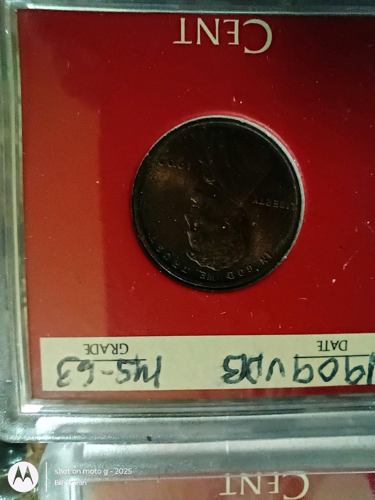 1909 VDB Ms 63 Lincoln cent