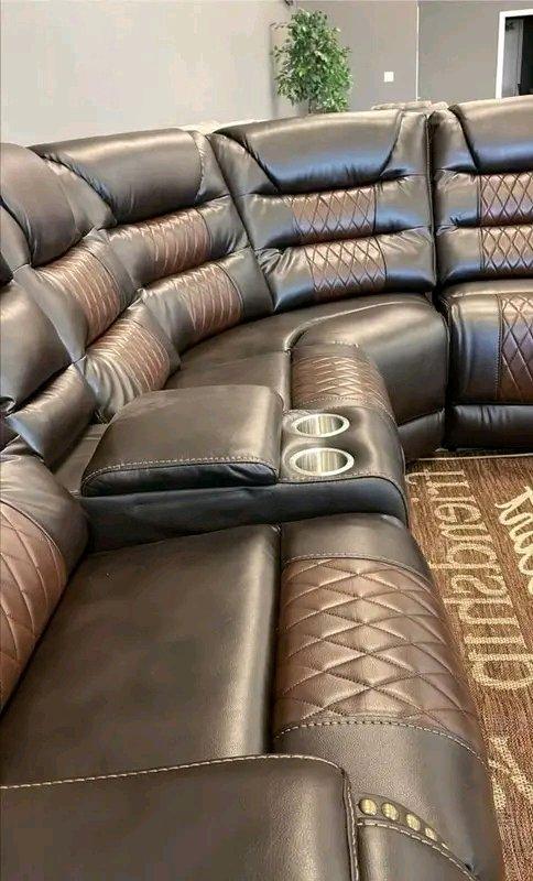 Brown Leather Sectional Recliner  New  Cup Holders  ONLY 53 - Miami, Florida - FleaMarketBay