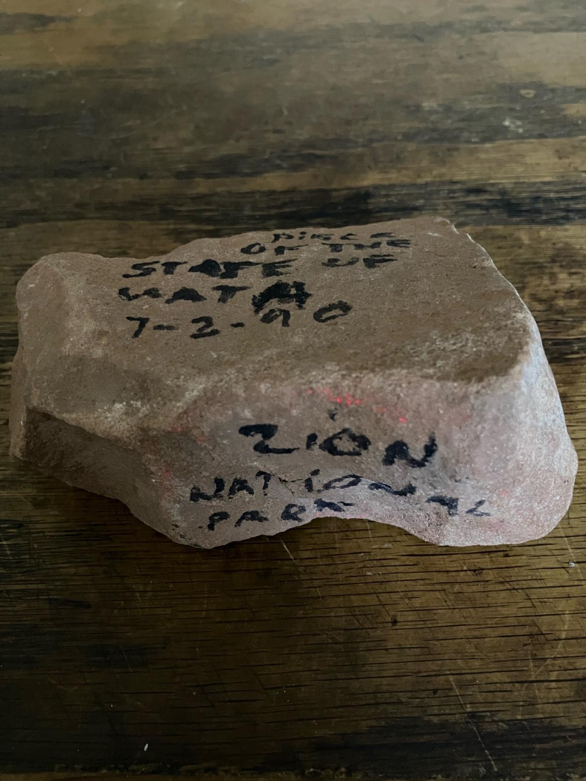 rock from Zion national park Utah