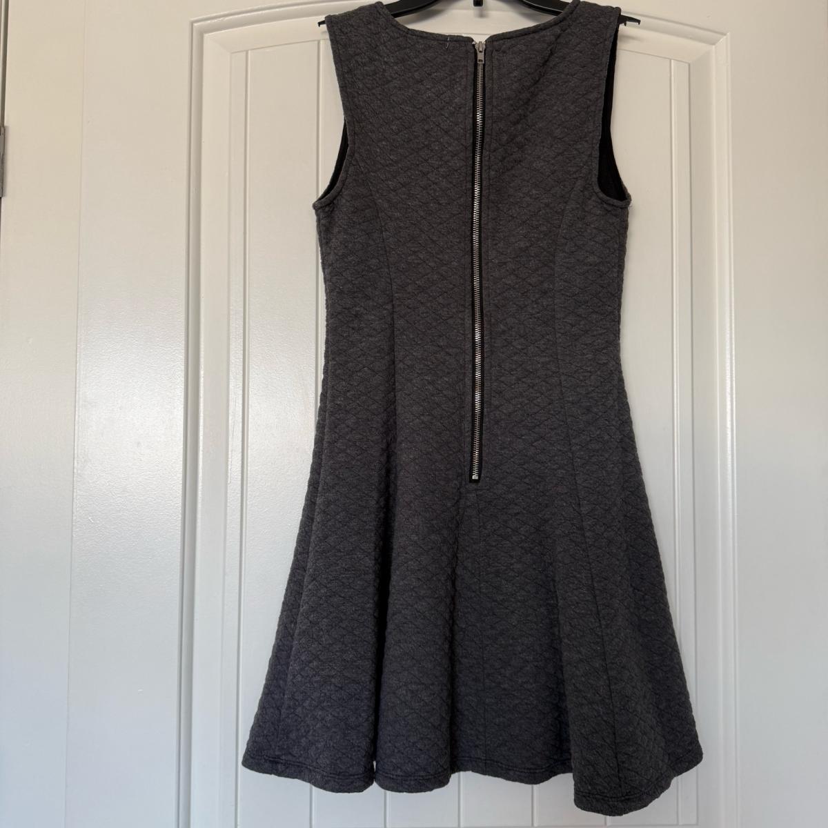 Minimalist Charcoal Quilted Skater Dress  Soft Texture - Los Angeles, California - FleaMarketBay