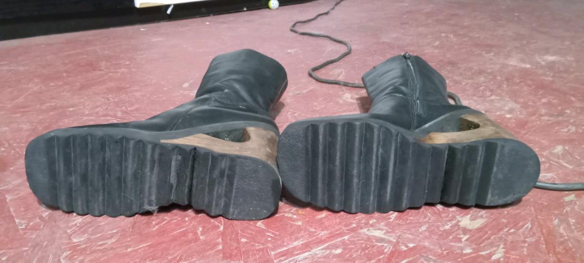 Vintage med length black leather boots - Ava, Missouri - FleaMarketBay