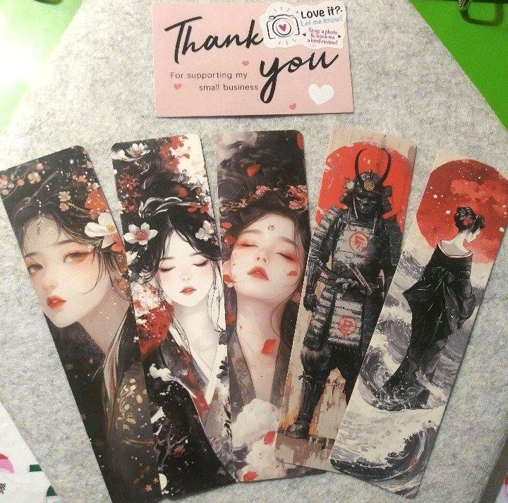 Japanese Geisha Handmade Bookmark Bundle Set of 5 - Monroeville, Alabama - FleaMarketBay
