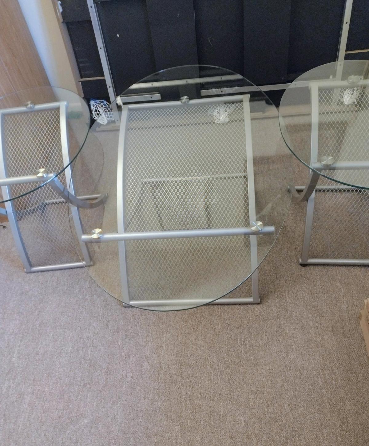like new living room glass coffee table set TV stand include