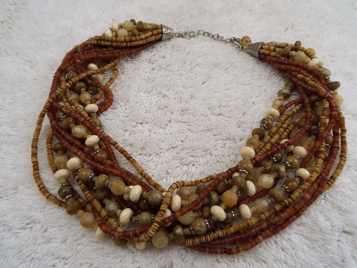 Taupe Brown Cream Bead Necklace - Fort Pierce, Florida - FleaMarketBay