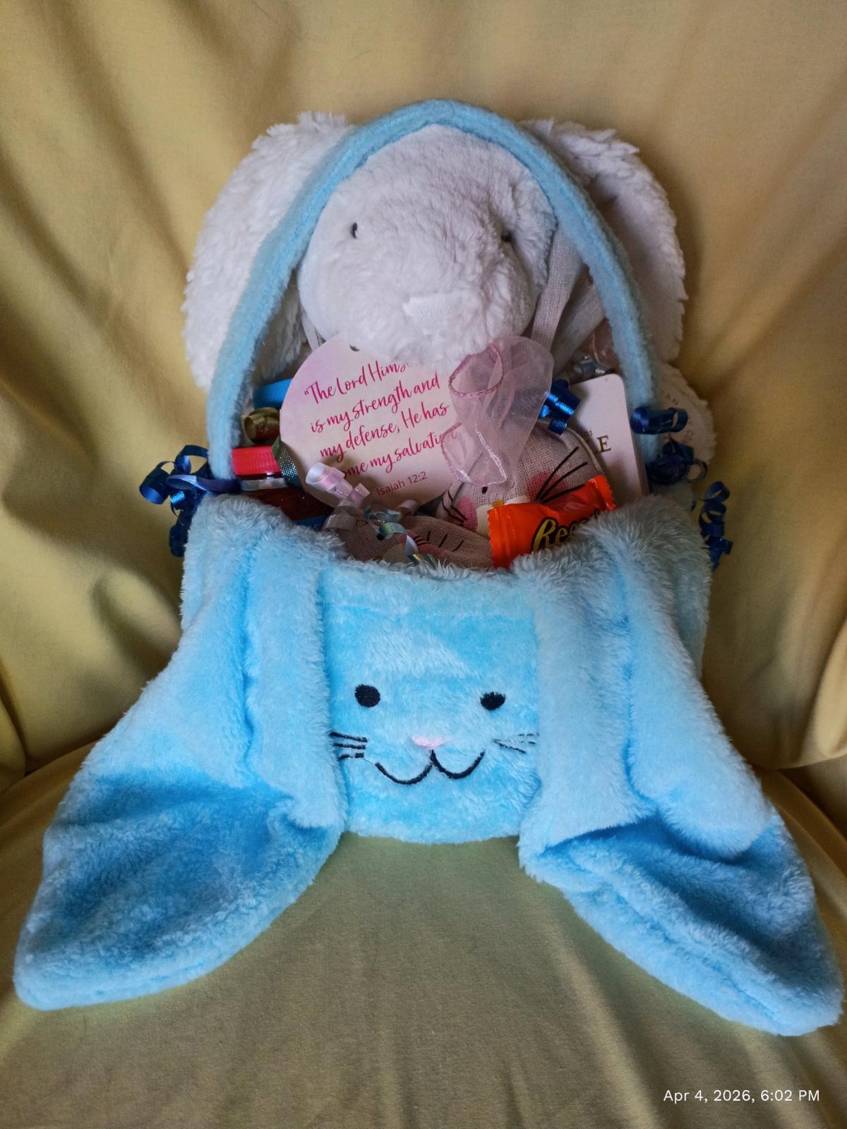 Manhattan Toy Co Blue Bunny Easter Basket