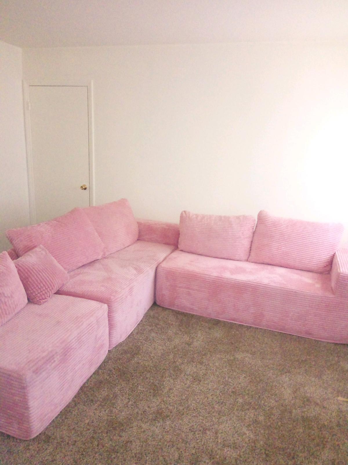 Pink Cloud Boneless L Shaped Sectional - Greensboro, North Carolina - FleaMarketBay