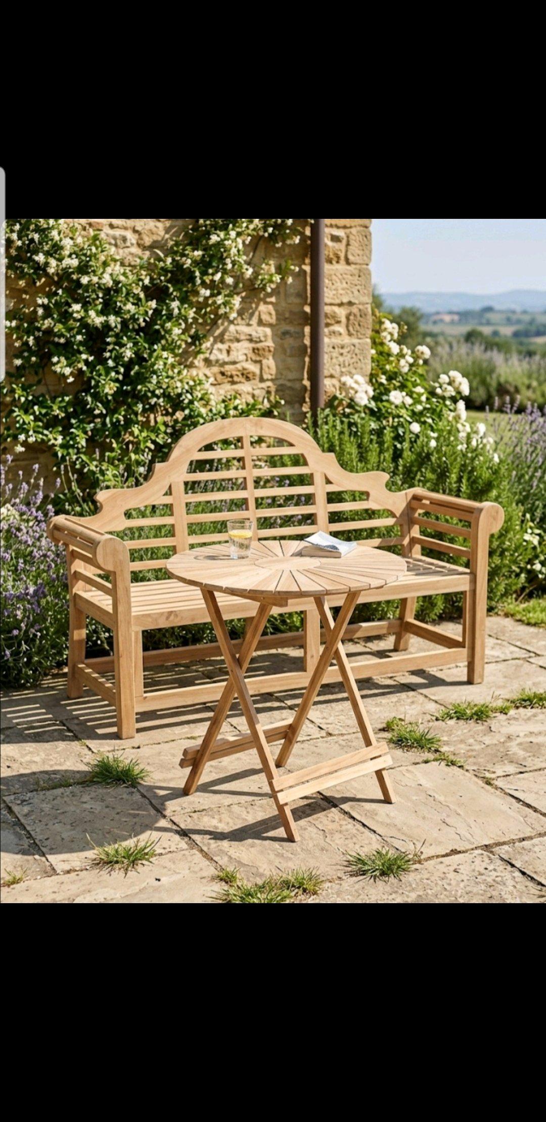 Lutyens Indonesian teak wood bench - Garland, Texas - FleaMarketBay