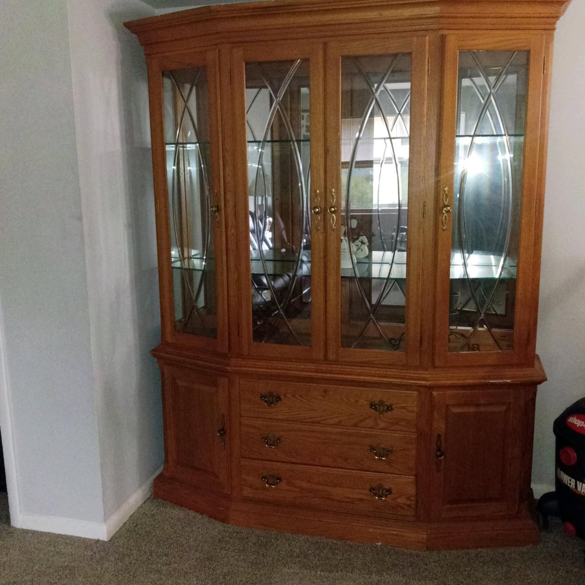 Two Pc Cuba cabinet with glass shelves - Newark, Delaware - FleaMarketBay