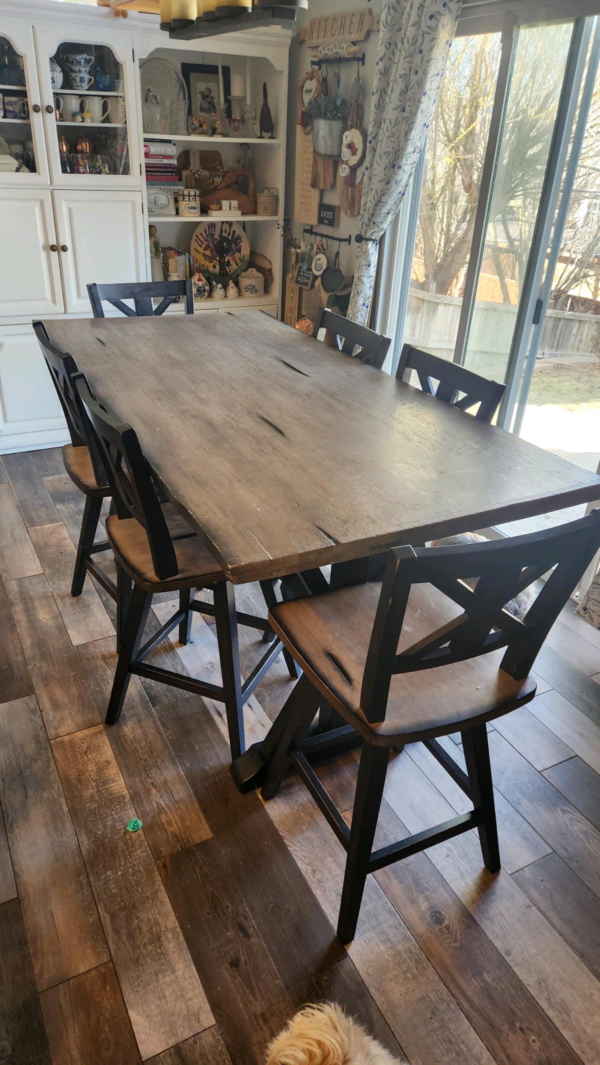 Rustic Modern Farmhouse Dining Set  Table 6 Chairs  Matching