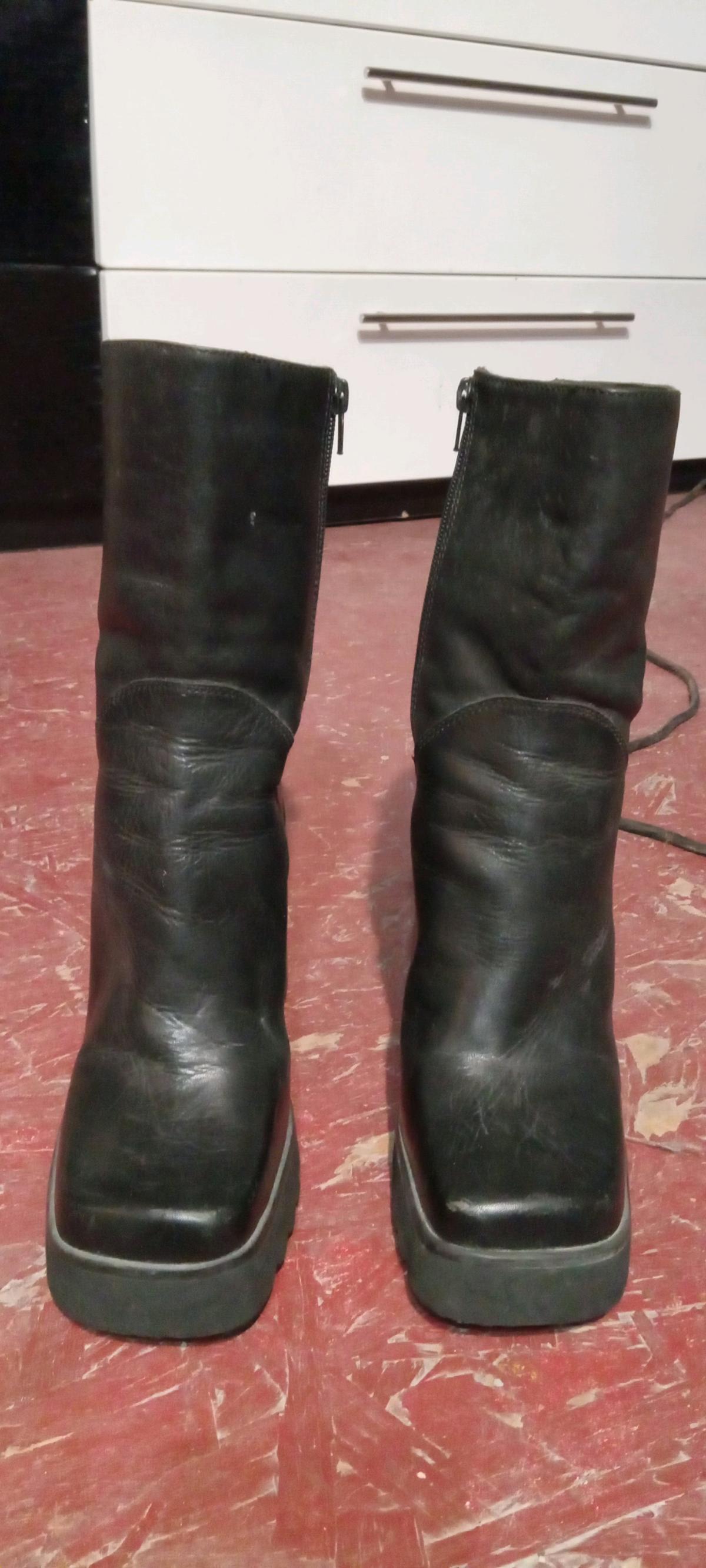 Vintage med length black leather boots - Ava, Missouri - FleaMarketBay