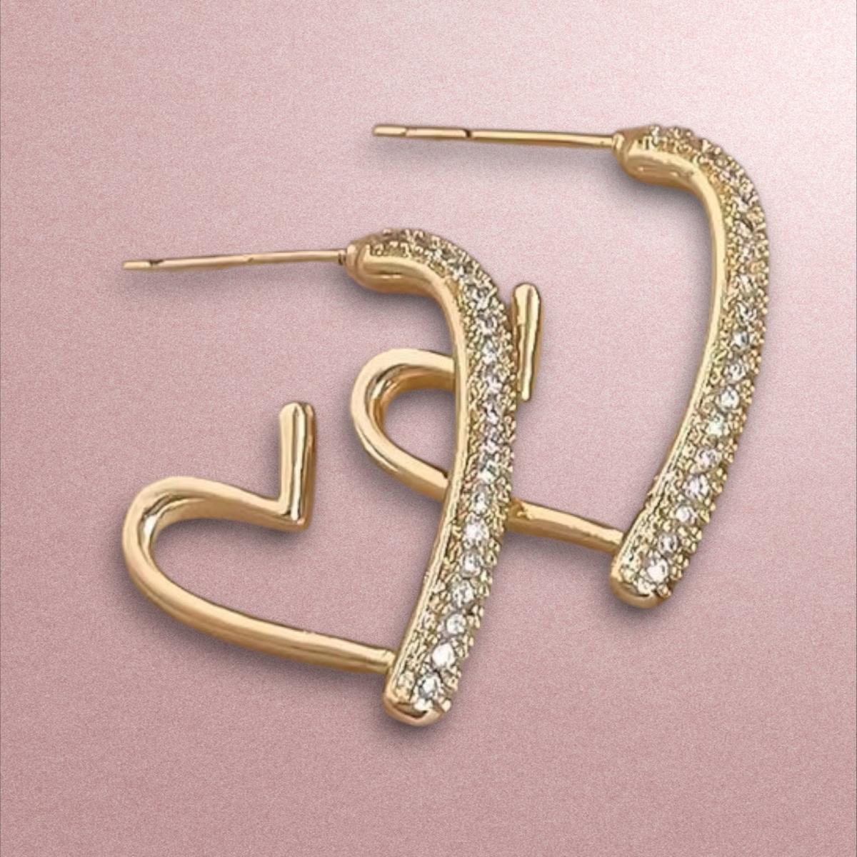 Gold Heart Earrings - Austin, Texas - FleaMarketBay