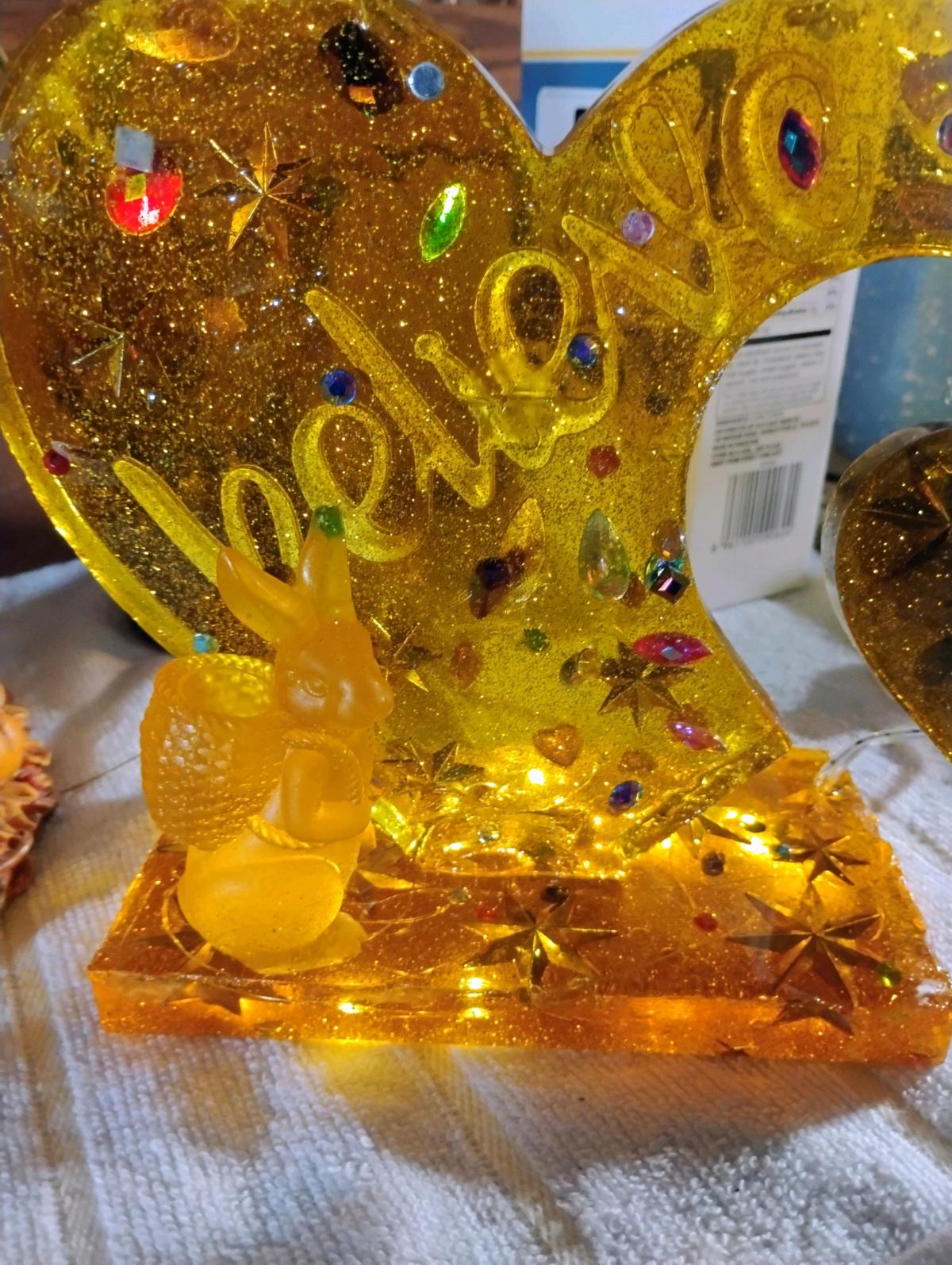 resin heart statue