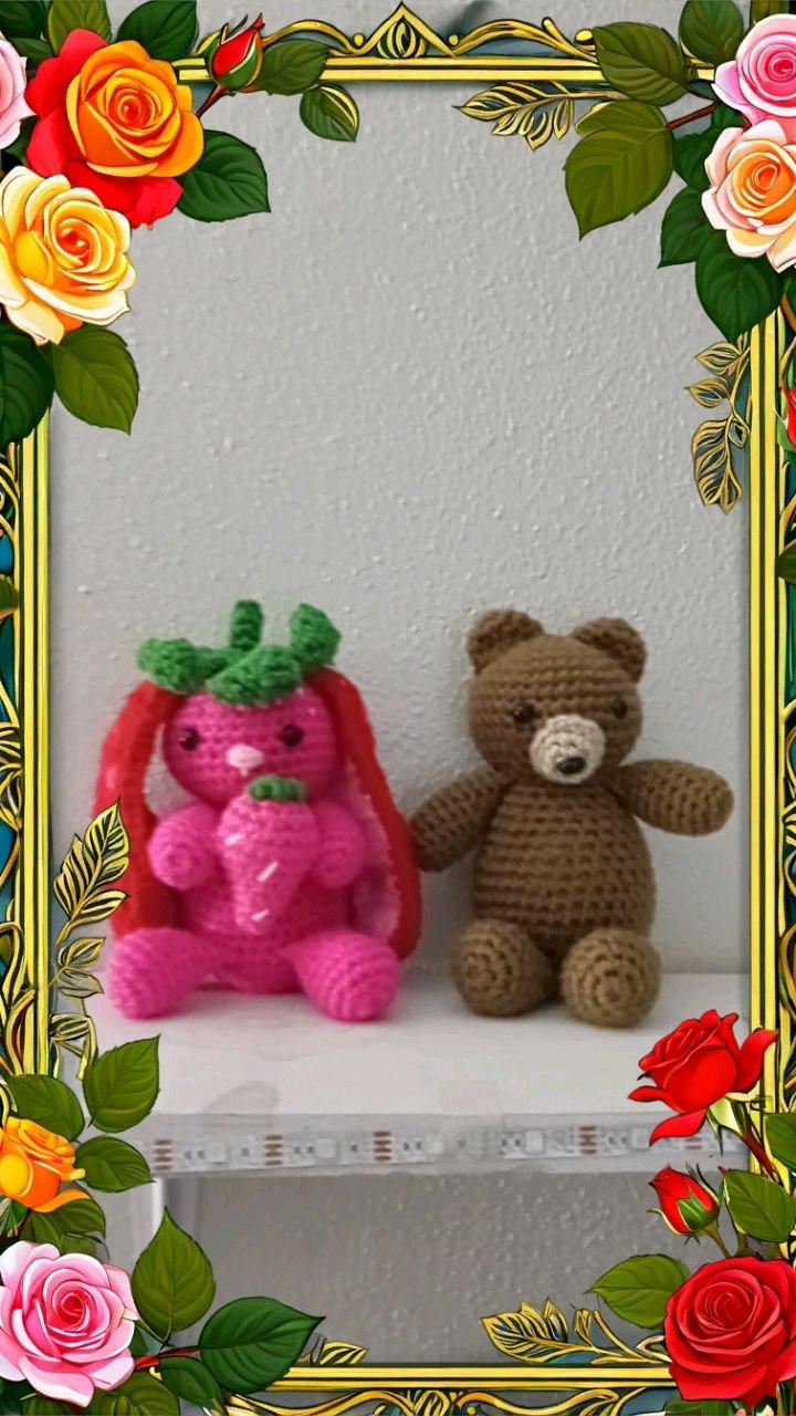 strawberry Bunny and teddy bear