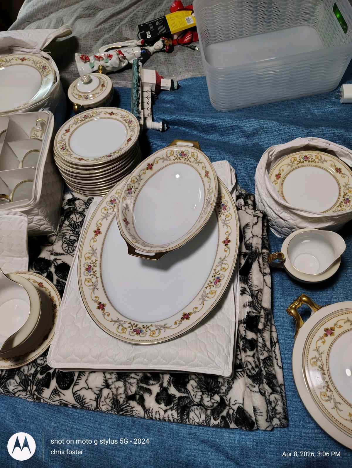 antique vintage teapots and various glassewsre