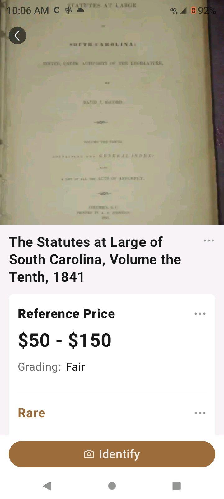 THE STATUTES AT LARGE OF SOUTH CAROLINA VOLUME THE TENTH1841 - Las Vegas, Nevada - FleaMarketBay