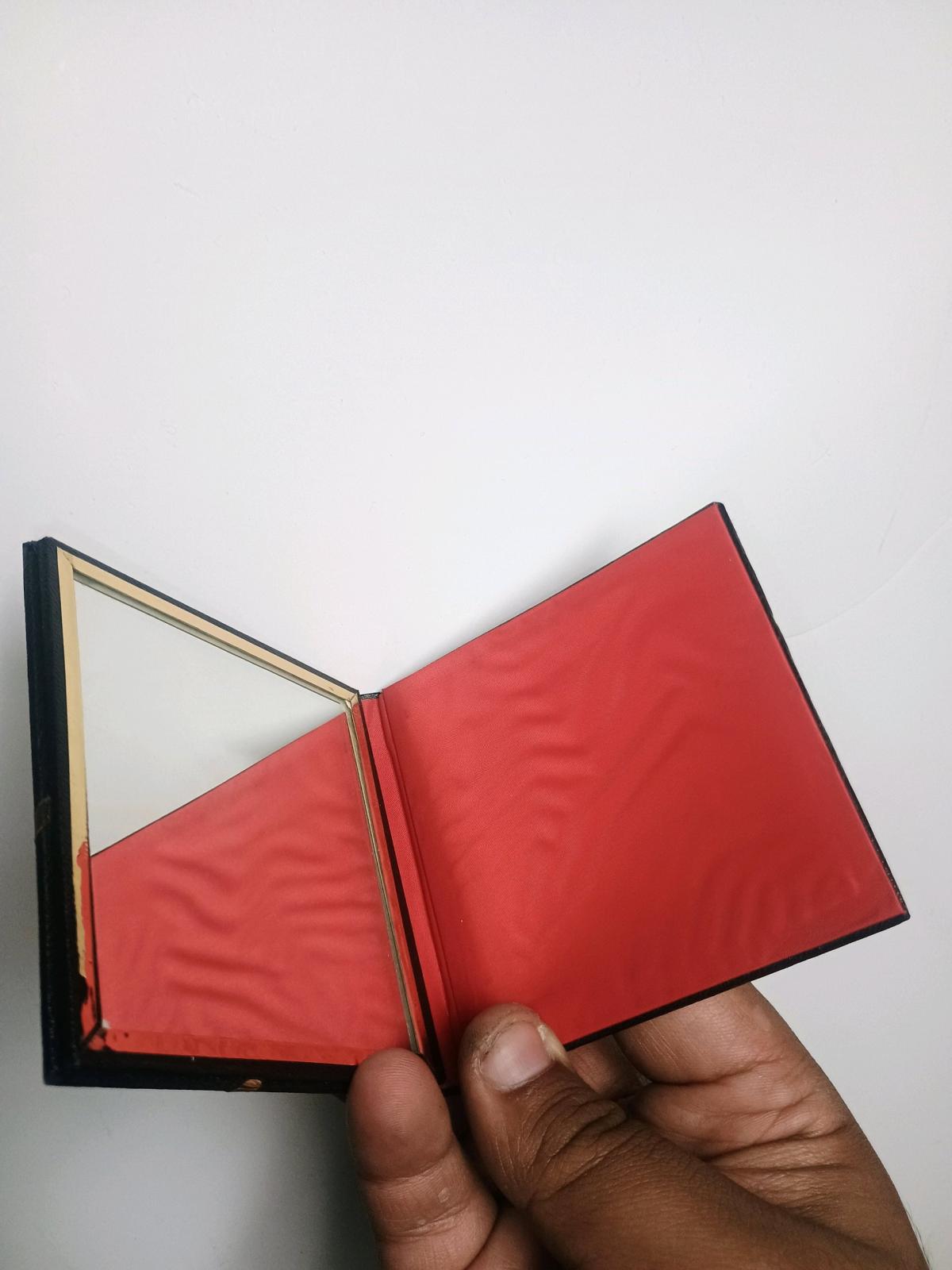 1970s Hippie Girl Fold Over Mirror Compact Faux Leather Boho - Turlock, California - FleaMarketBay