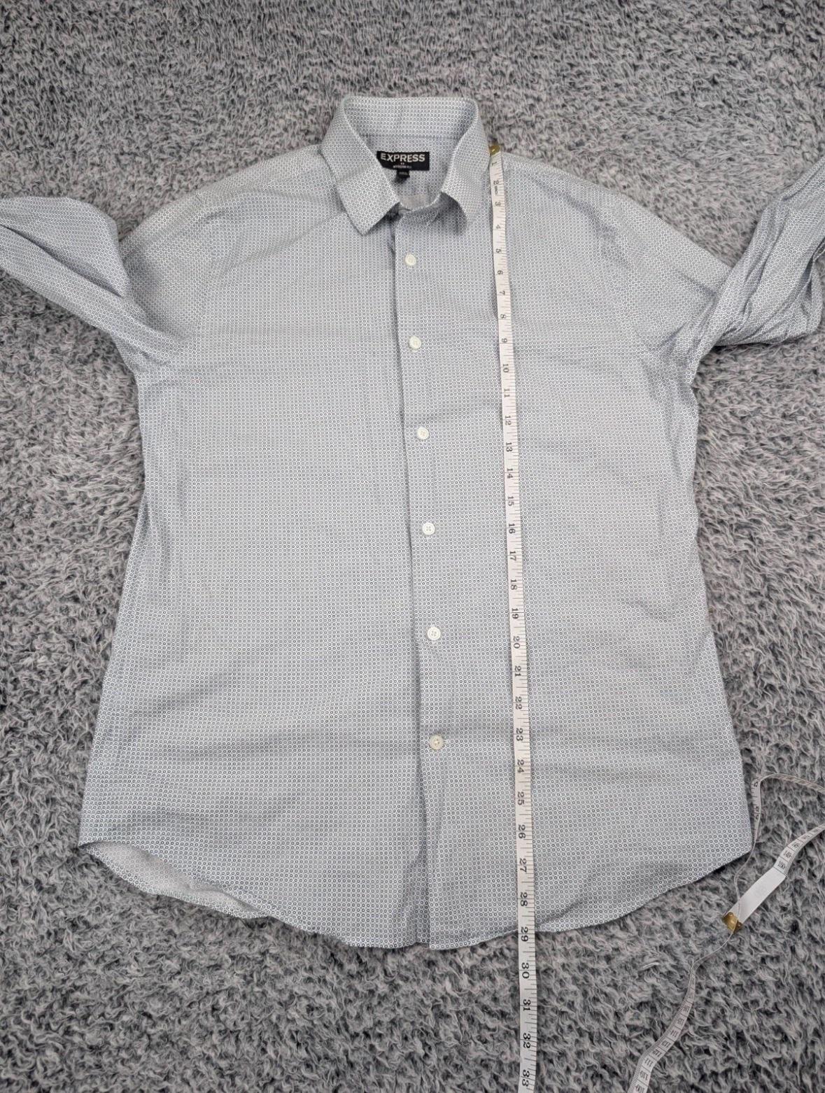 Express Shirt Men Medium Blue Modern Geometric Print Preppy - Garden Grove, California - FleaMarketBay