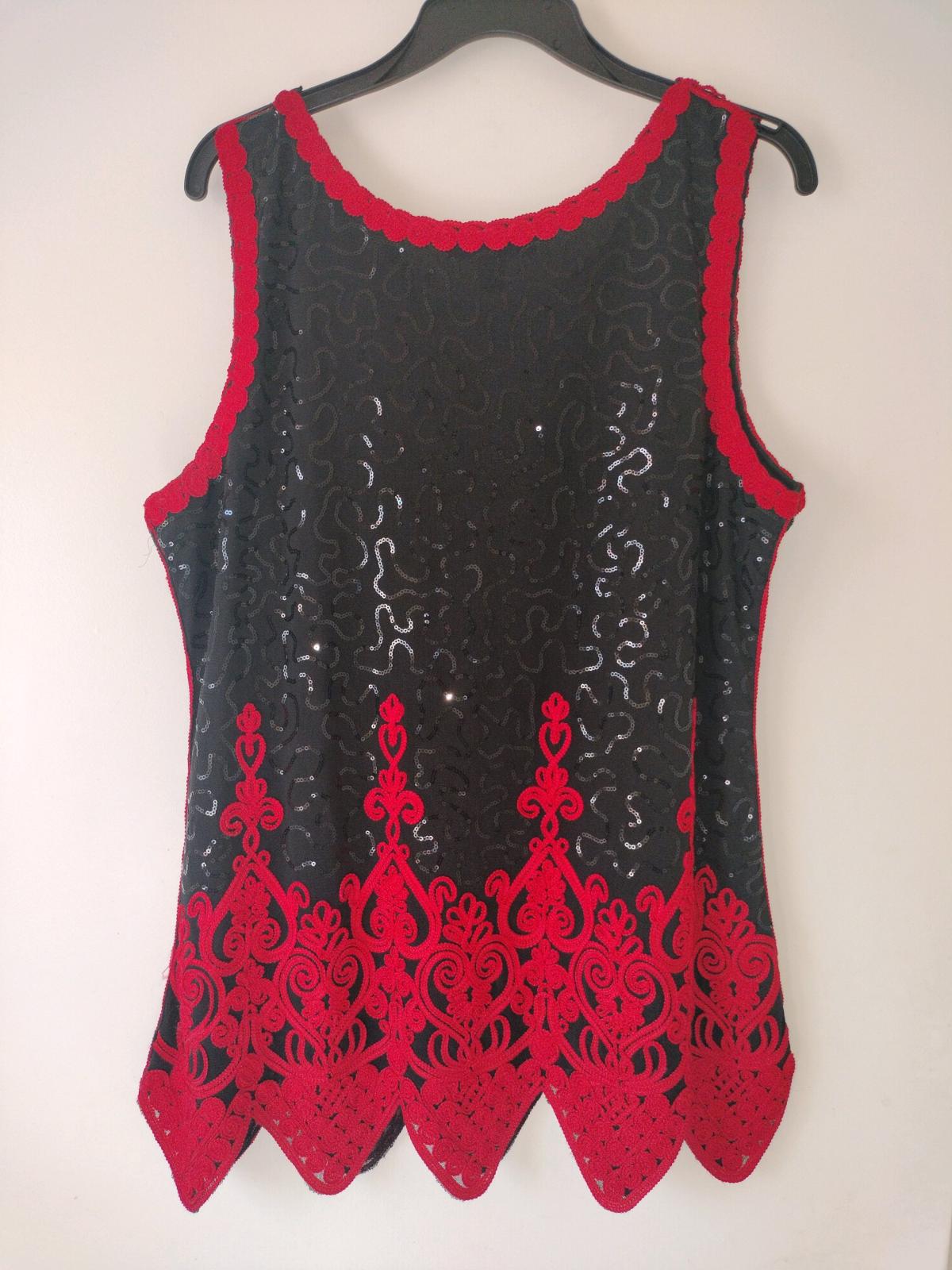 red and black fanck embroidered tank top - North Las Vegas, Nevada - FleaMarketBay