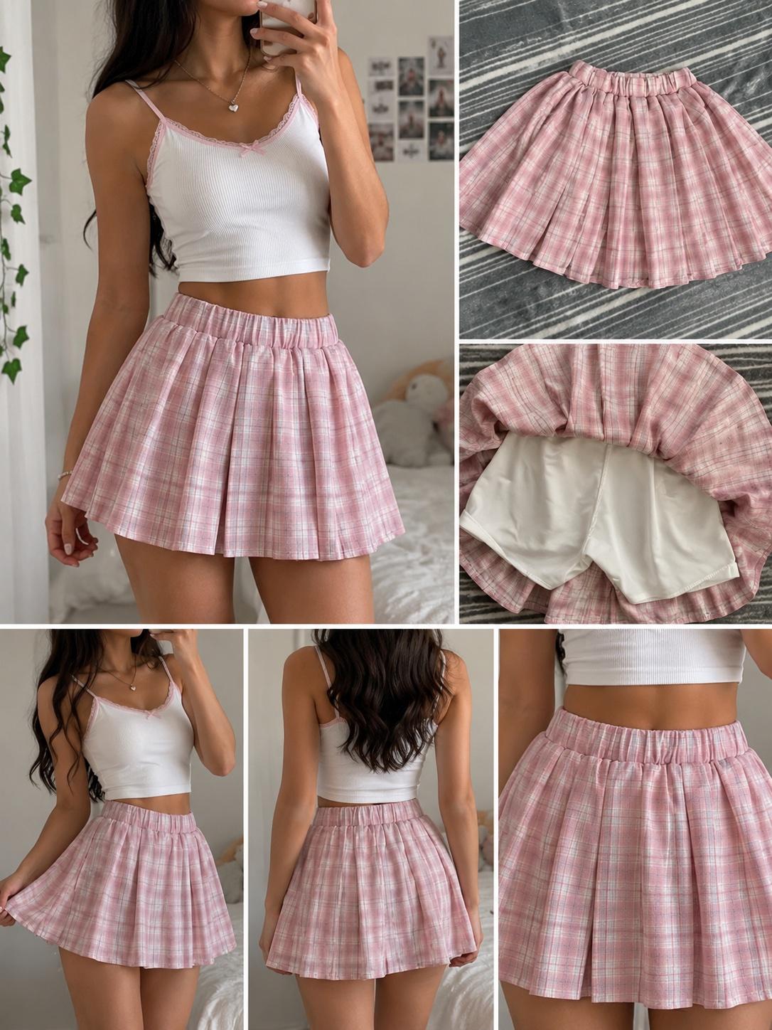 pink plaid y2k skirt - Elk Grove, California - FleaMarketBay
