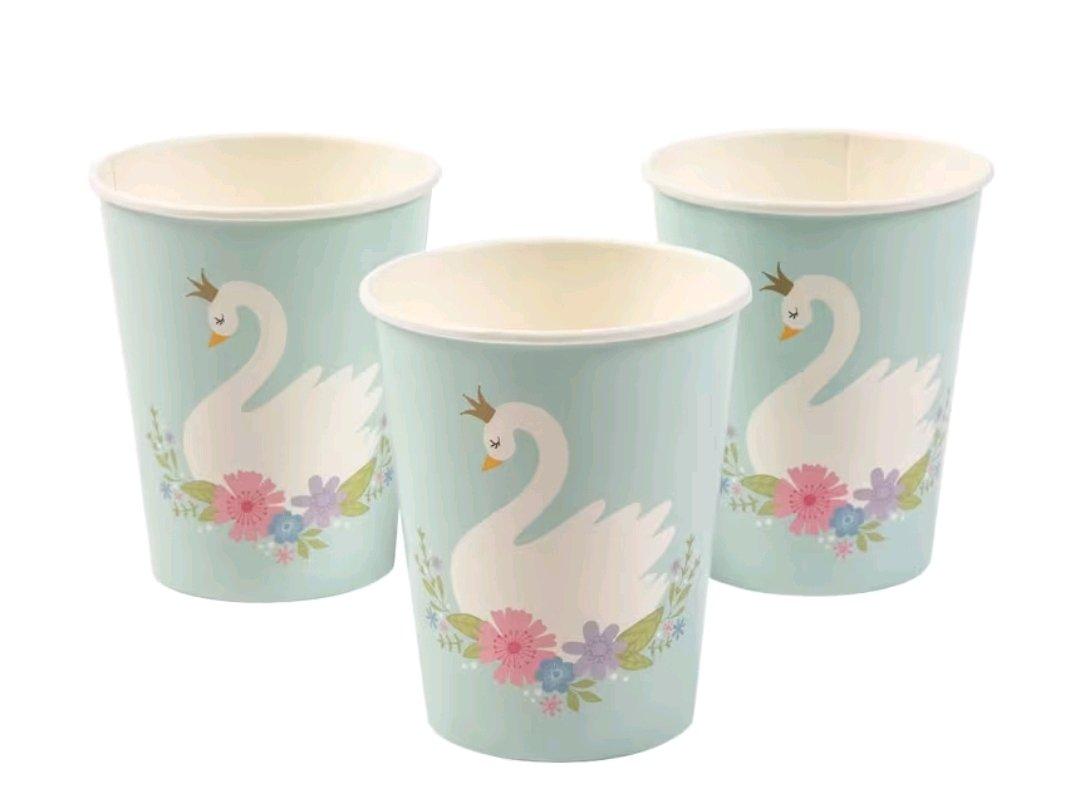 9 oz Sweet Swan Princess  Flowers Disposable Paper Cups  8 C - Angleton, Texas - FleaMarketBay