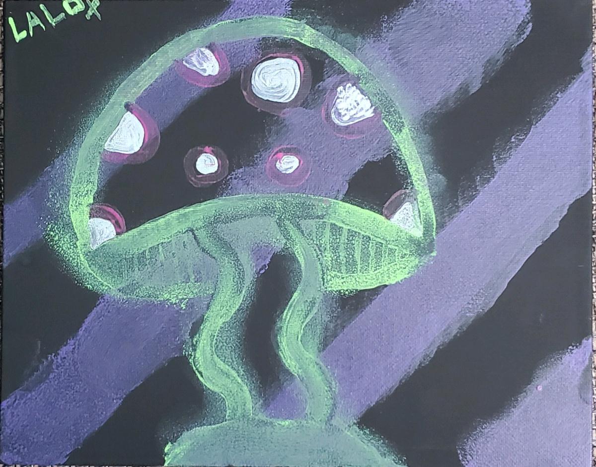 mushroom neon art on canvas paint - Compton, California - FleaMarketBay