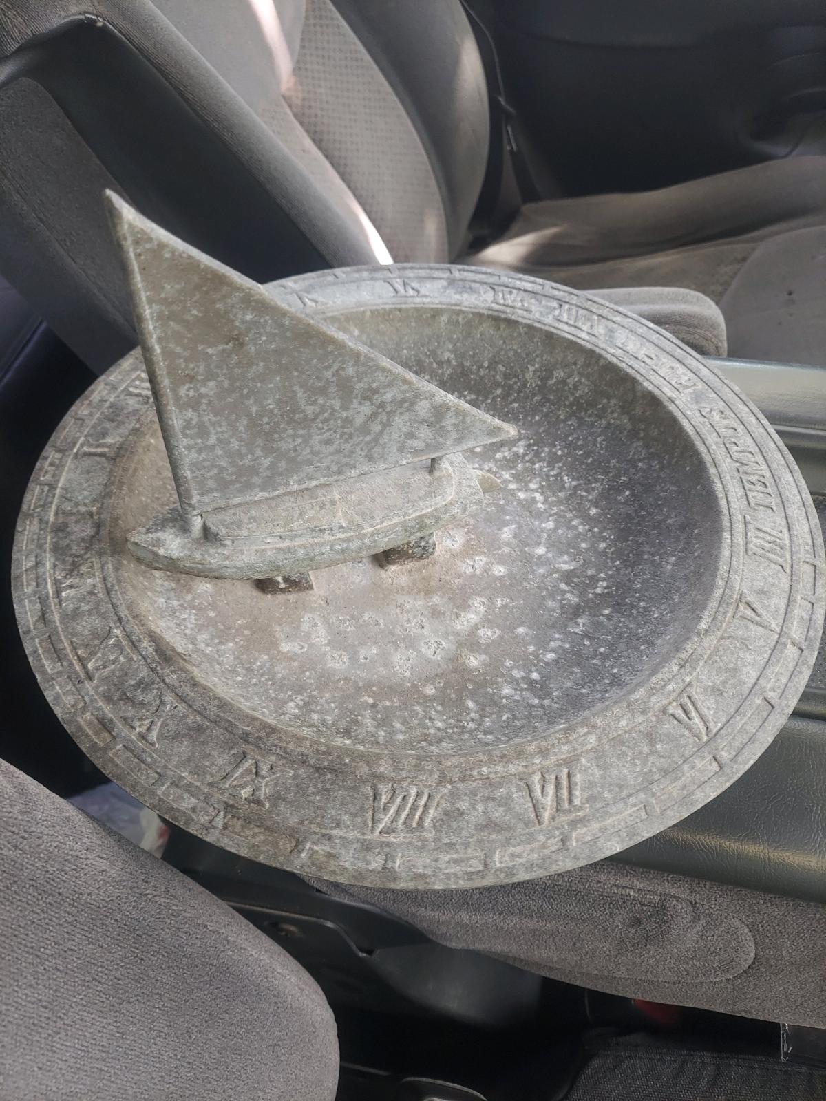 Vintage Cast Iron Garden Nautical Sundial with Sail Boat Tem - Paragould, Arkansas - FleaMarketBay