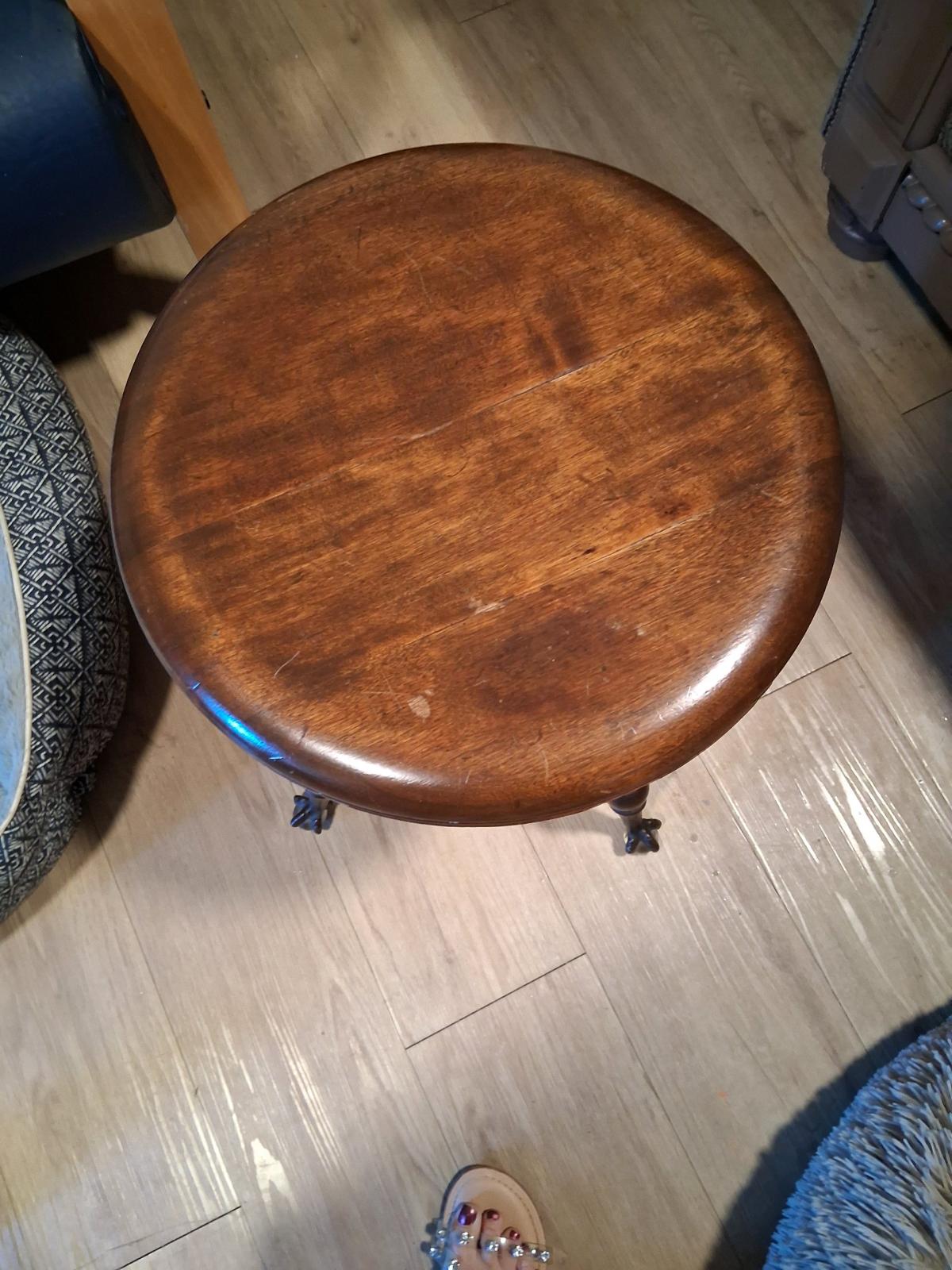 H HOLTZMAN ANTIQUE WOODEN CLAW FOOT PIANO STOOL - Minneapolis, Minnesota - FleaMarketBay