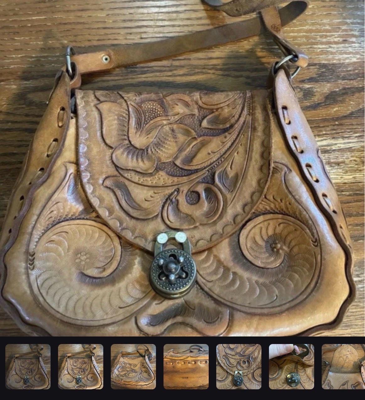 Vintage floral leather tooled purse - Portland, Oregon - FleaMarketBay