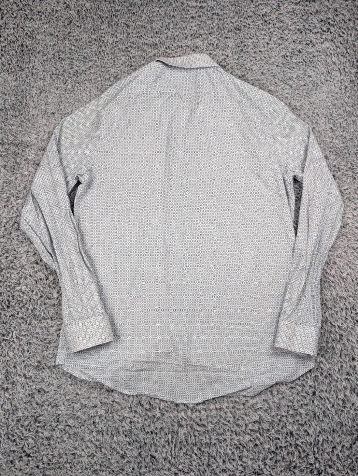 Express Shirt Men Medium Blue Modern Geometric Print Preppy - Garden Grove, California - FleaMarketBay