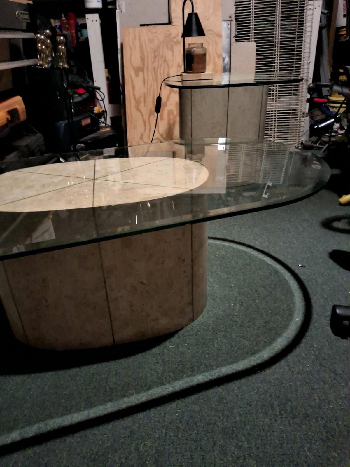 Glass top tavertine coffee and side table set - Alicia, Arkansas - FleaMarketBay