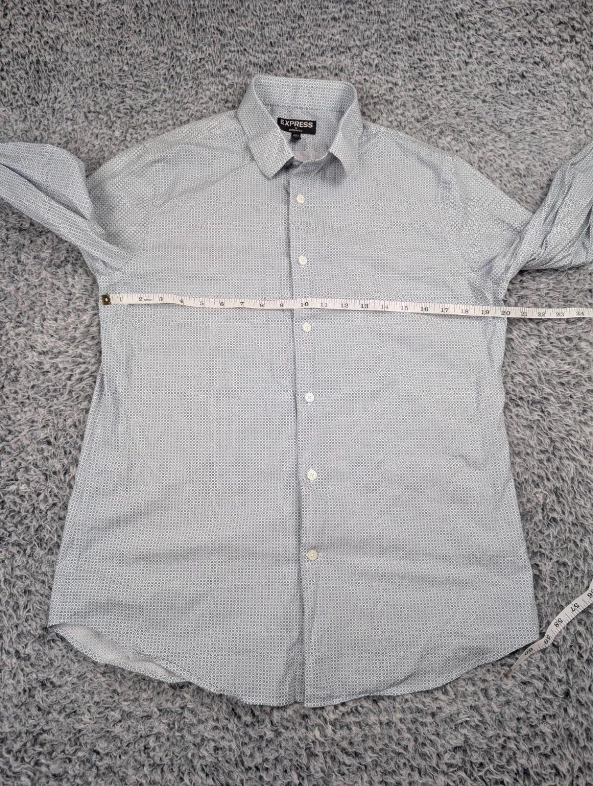 Express Shirt Men Medium Blue Modern Geometric Print Preppy - Garden Grove, California - FleaMarketBay