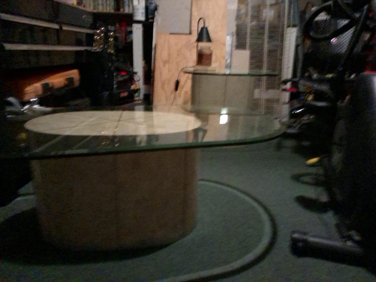 Glass top tavertine coffee and side table set - Alicia, Arkansas - FleaMarketBay