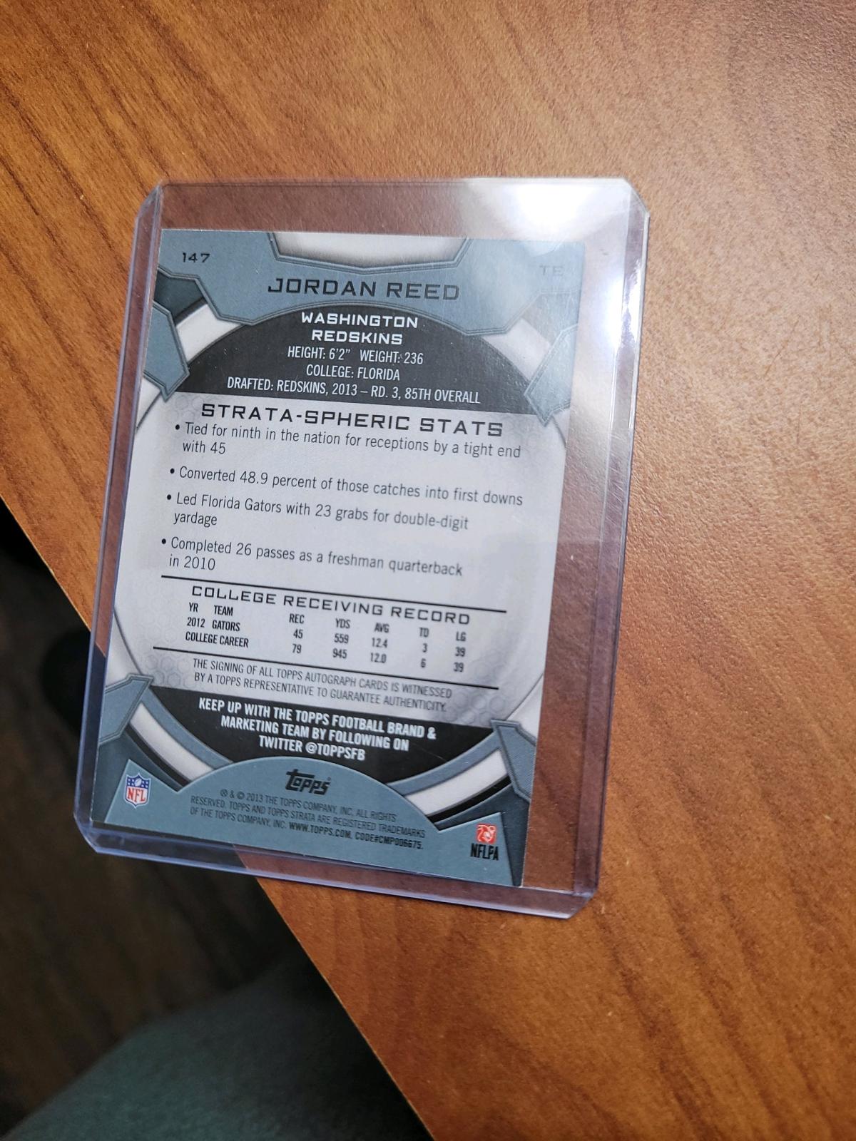 2012 Topps Strata Autographed Jordan Reed Rookie Card - Bethlehem, Pennsylvania - FleaMarketBay