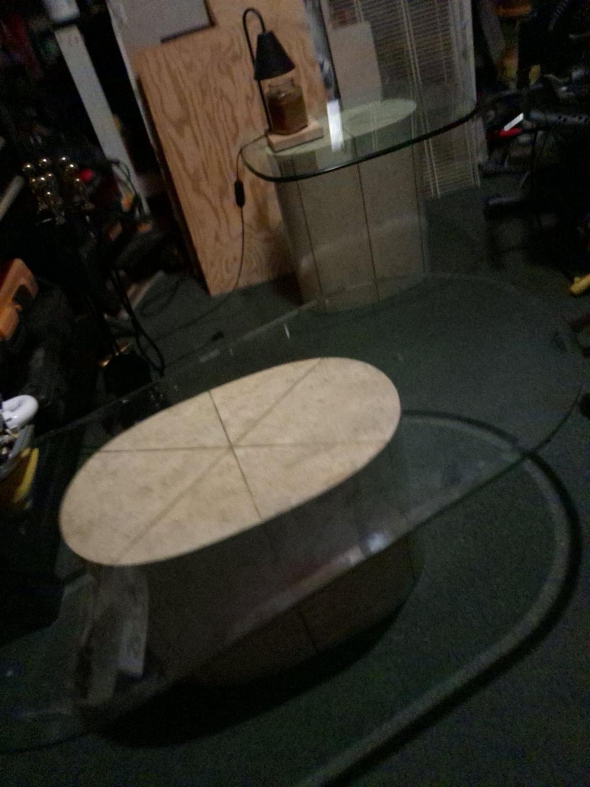 Glass top tavertine coffee and side table set - Alicia, Arkansas - FleaMarketBay