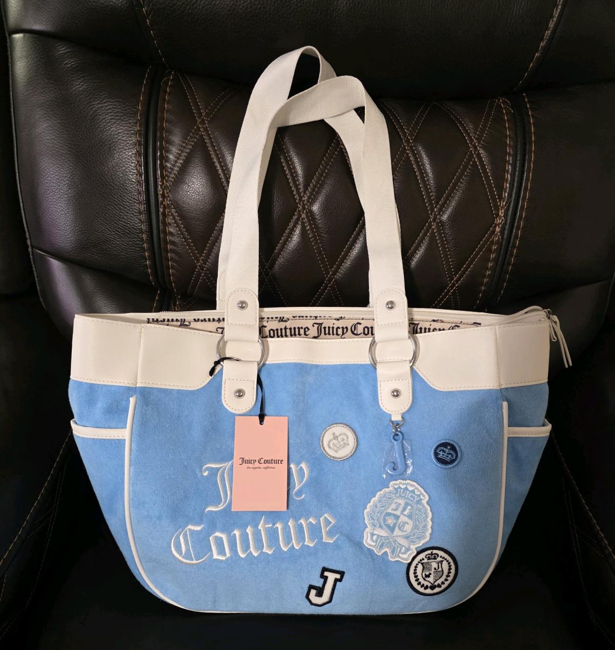 Juicy Couture Girls Rule Tote Blue Gleam Large Y2K Patch Bag - Winston Salem, North Carolina - FleaMarketBay