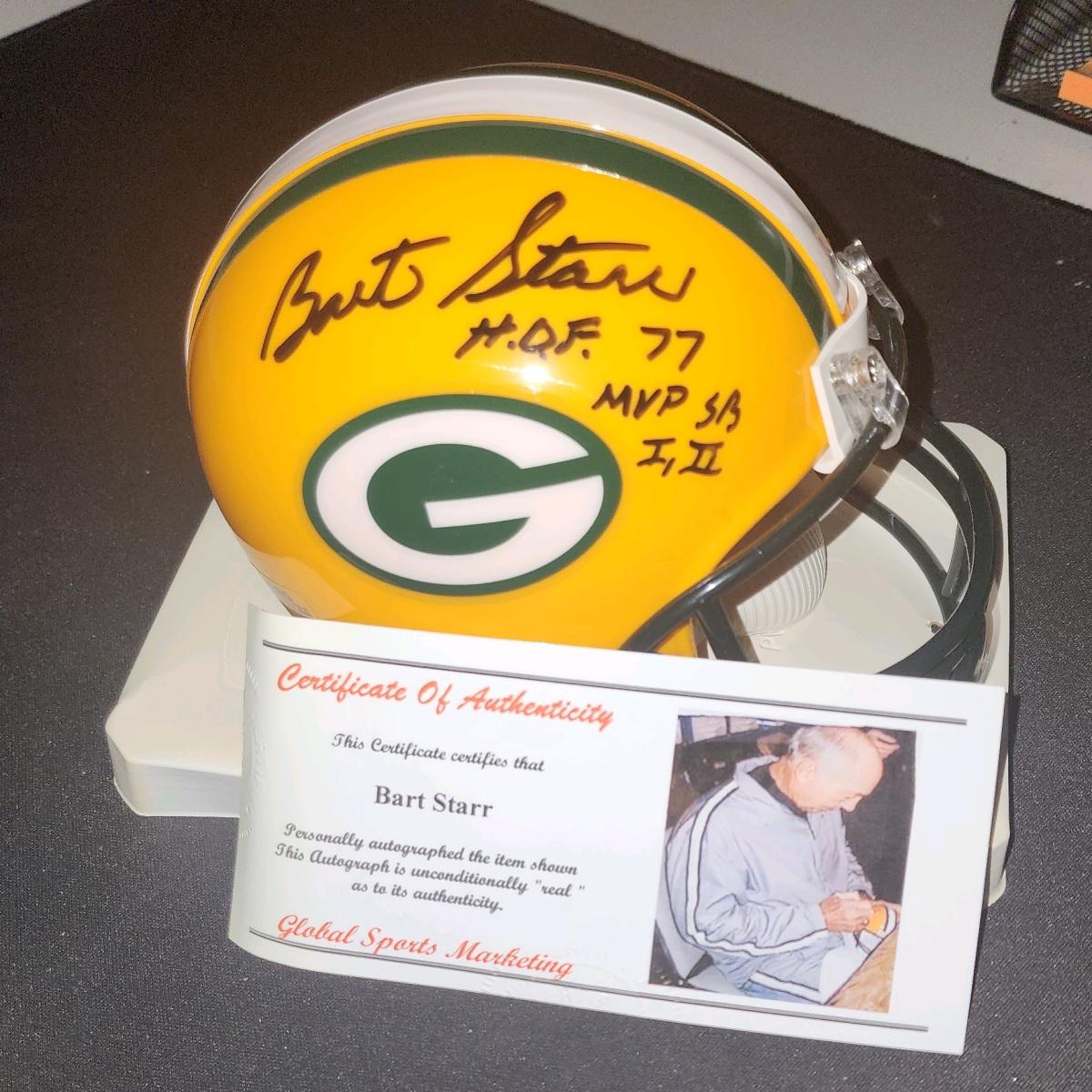 Bart Starr SB I and II MVP autographed mini helmet - Tulsa, Oklahoma - FleaMarketBay