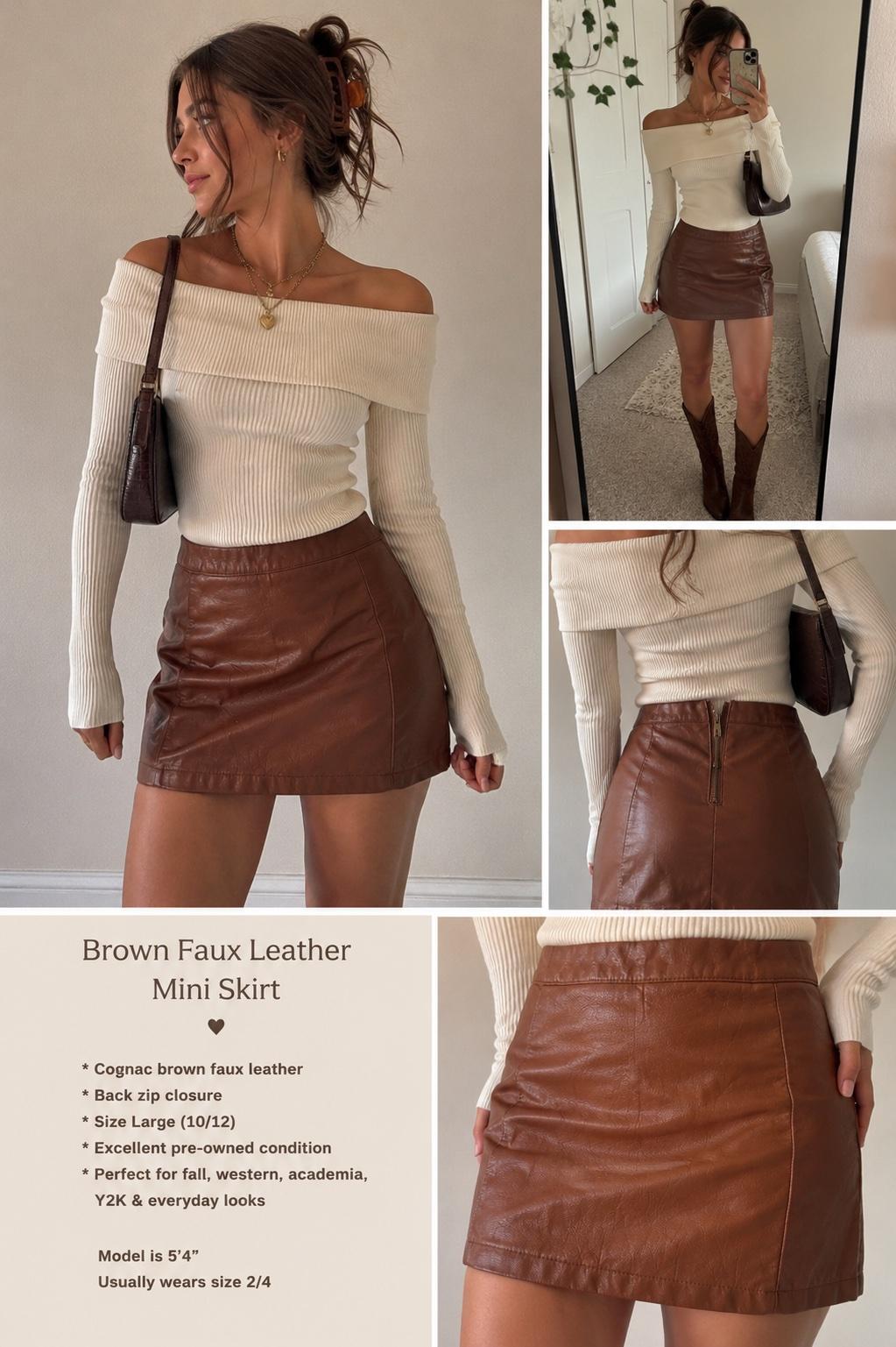 brown faux leather skirt - Elk Grove, California - FleaMarketBay