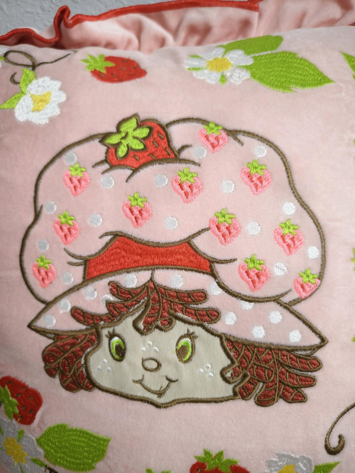 Strawberry shorcake embroidered velvet ruffle pillow - Rosemead, California - FleaMarketBay