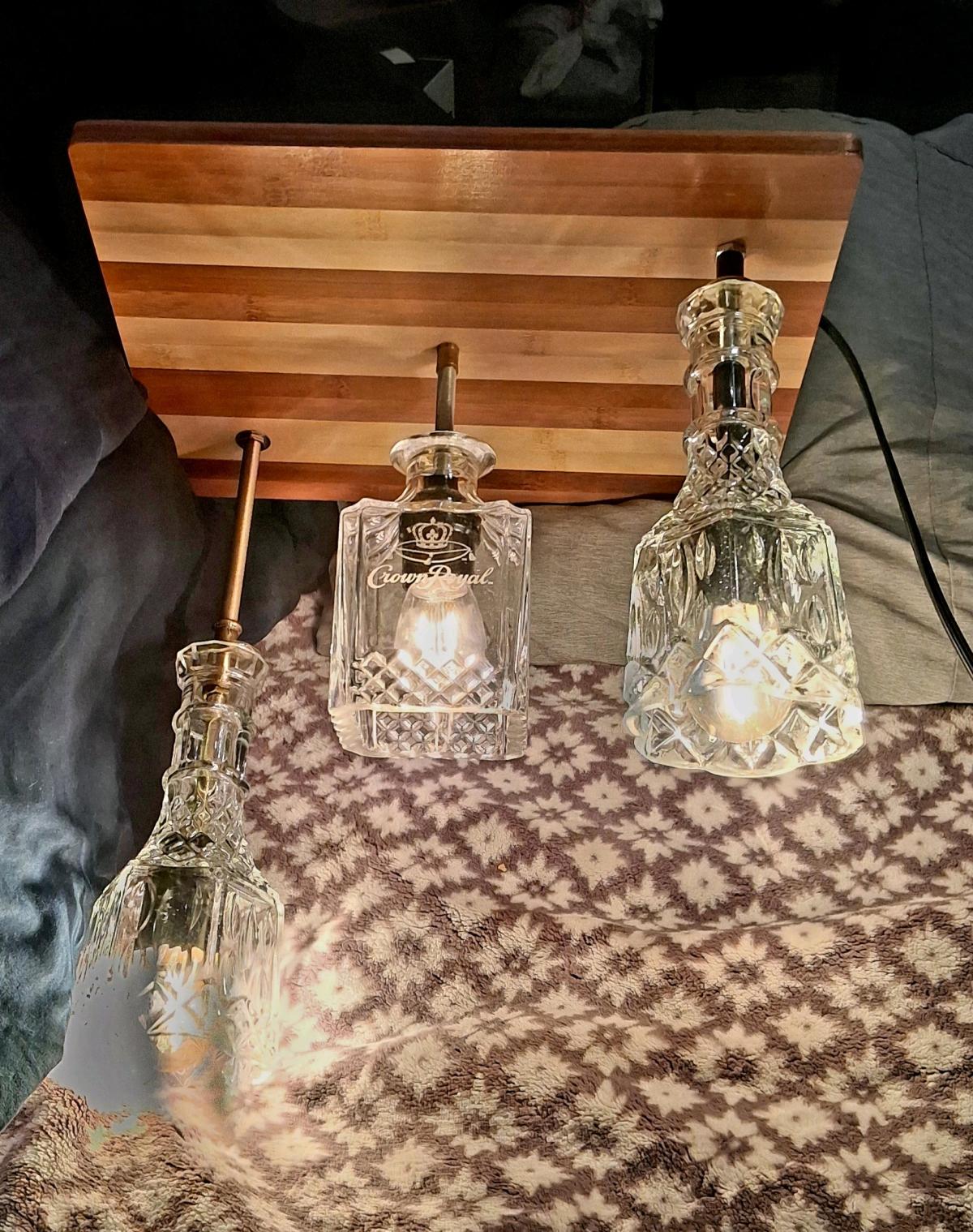 Glass crystal bottle light fixture - Chino, California - FleaMarketBay