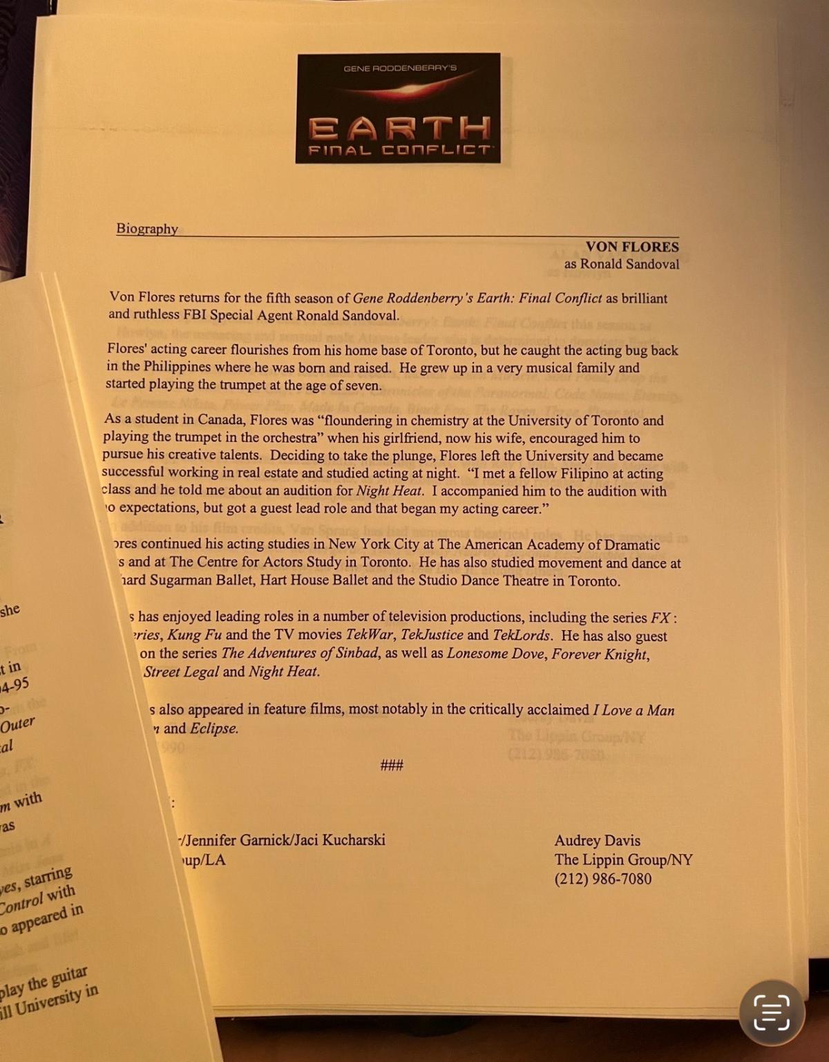 Gene Roddenberrys Earth Final Conflict  Vintage TV Presskit - Phoenix, Arizona - FleaMarketBay