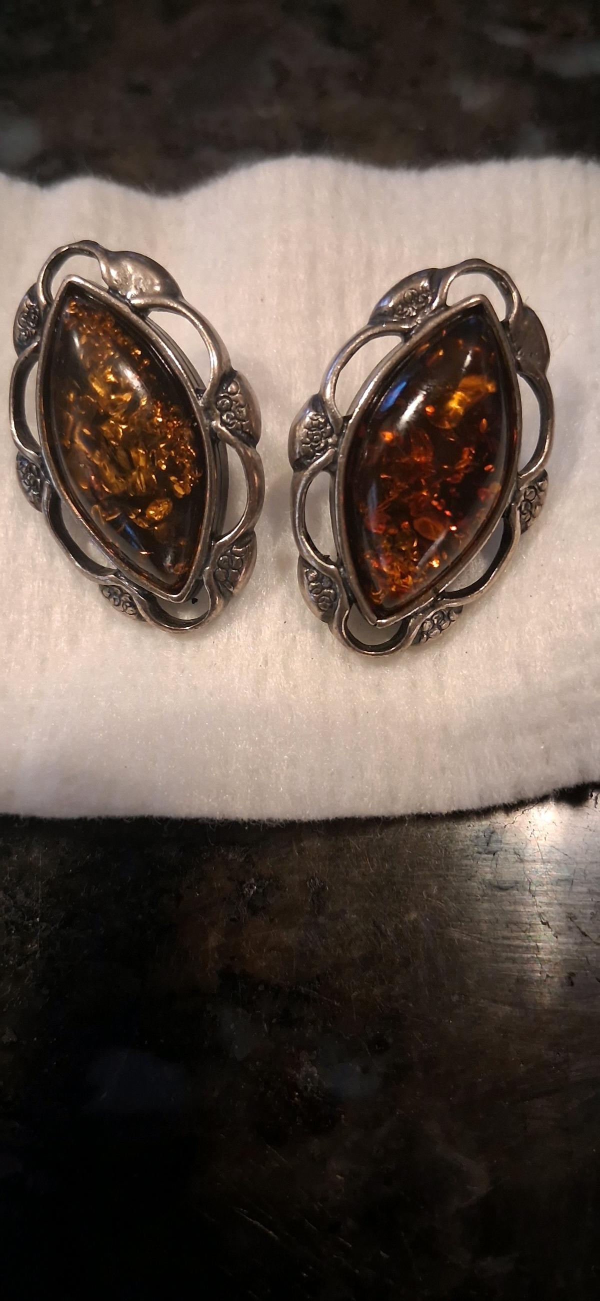 Sterling Silver and Amber earnings - Dundalk, Maryland - FleaMarketBay