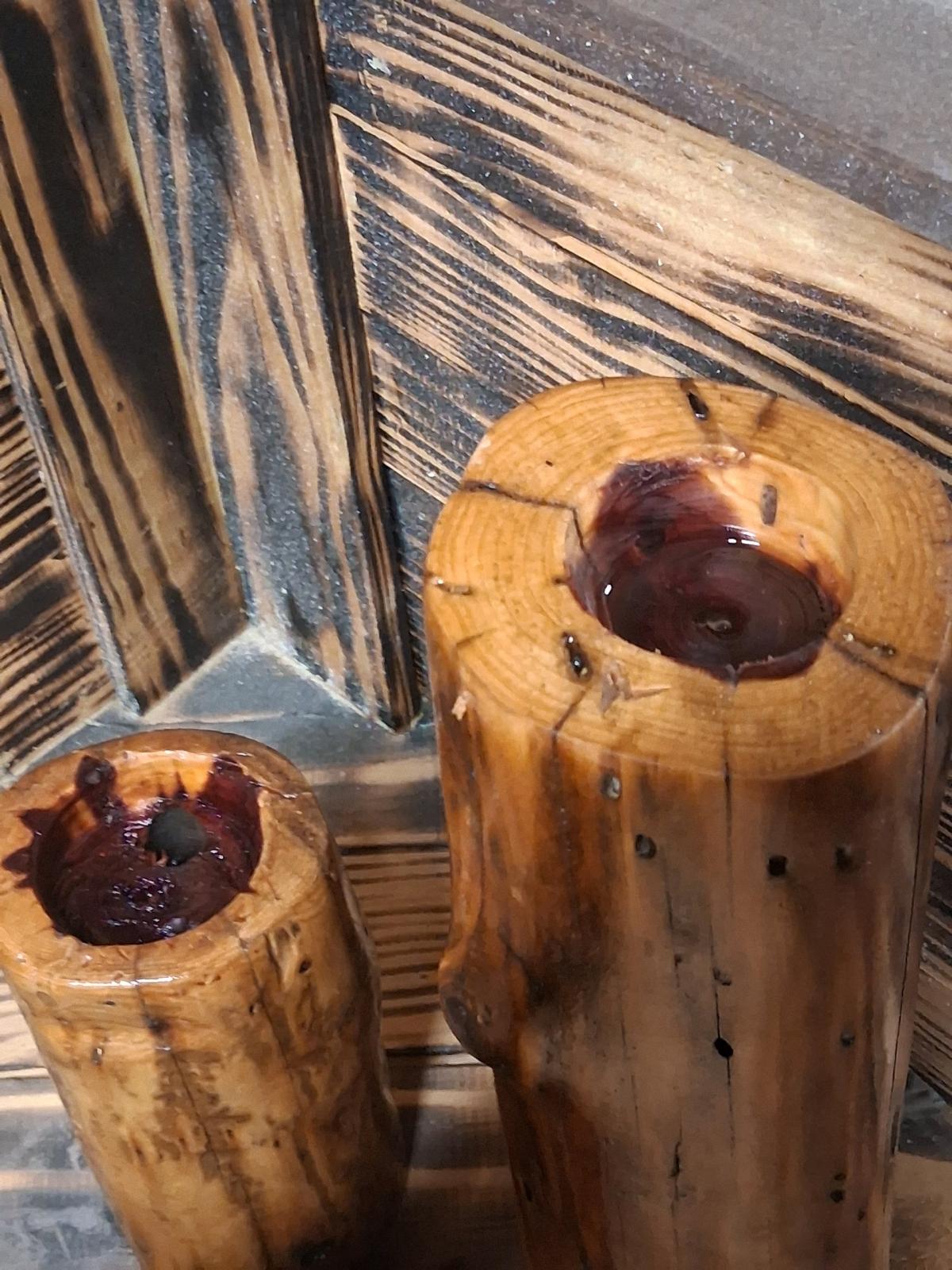 handcrafted tea light or candle cedar stand sold in pairs - Lexington, Kentucky - FleaMarketBay