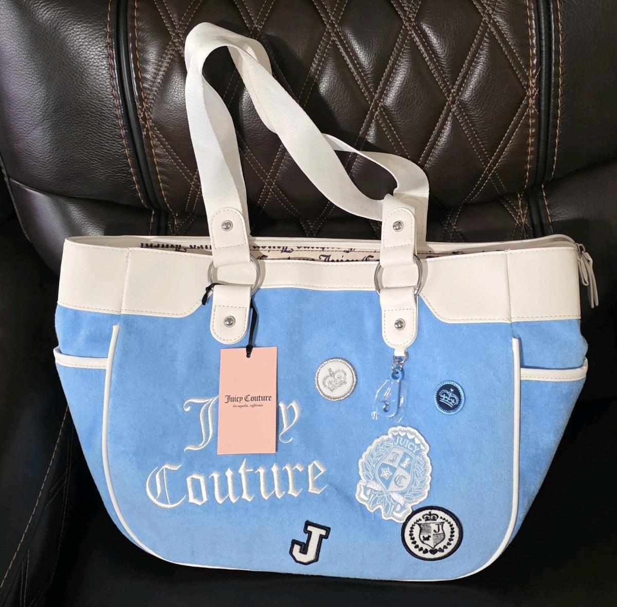 Juicy Couture Girls Rule Tote Blue Gleam Large Y2K Patch Bag - Winston Salem, North Carolina - FleaMarketBay