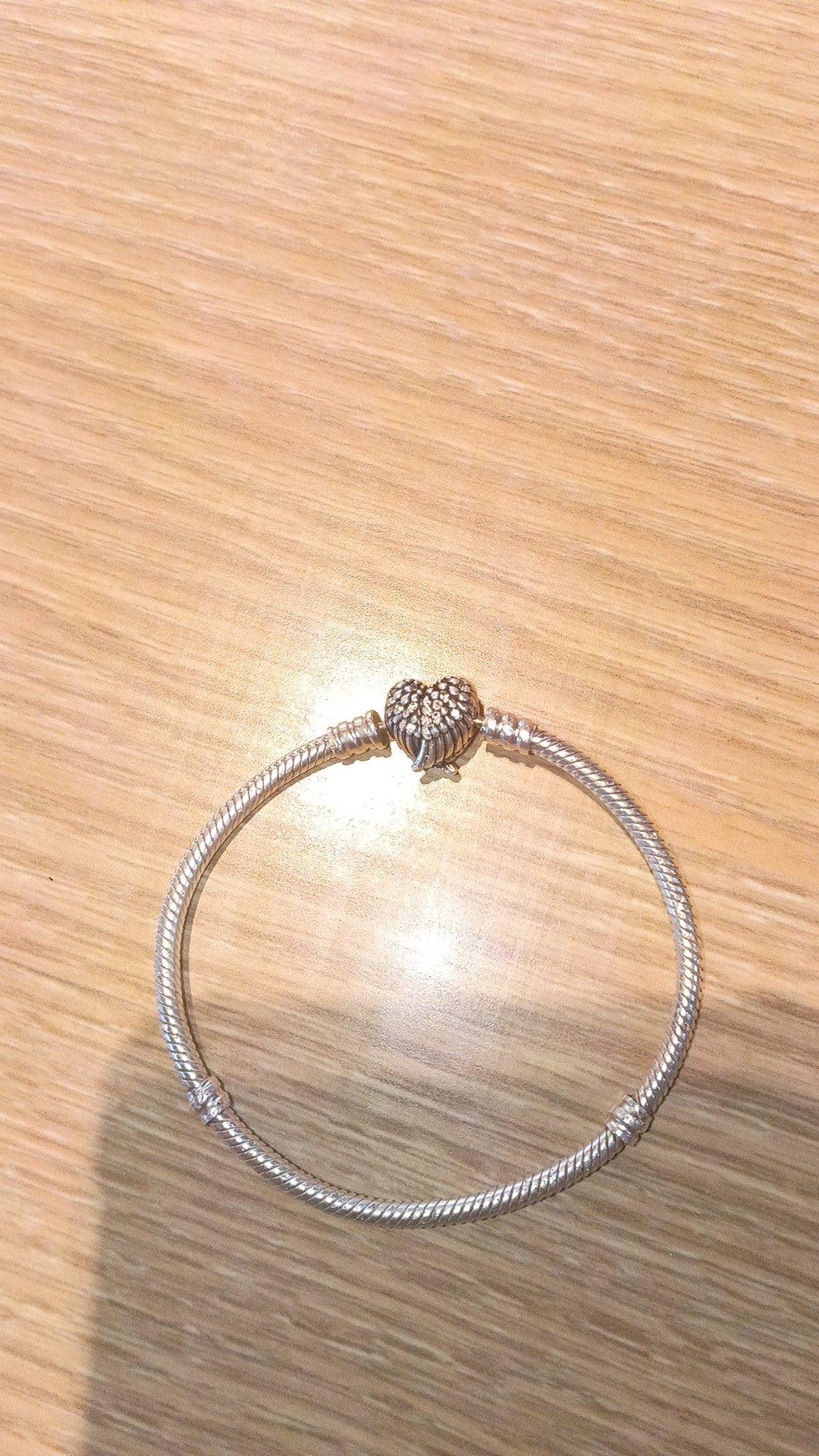 Pandora Heart Wings Clasp Snake Chain Bracelet - Spring, Texas - FleaMarketBay